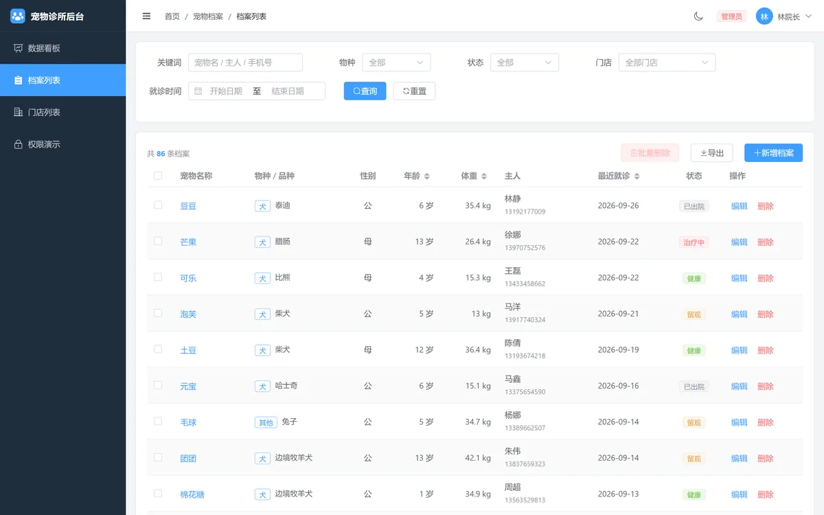 档案列表